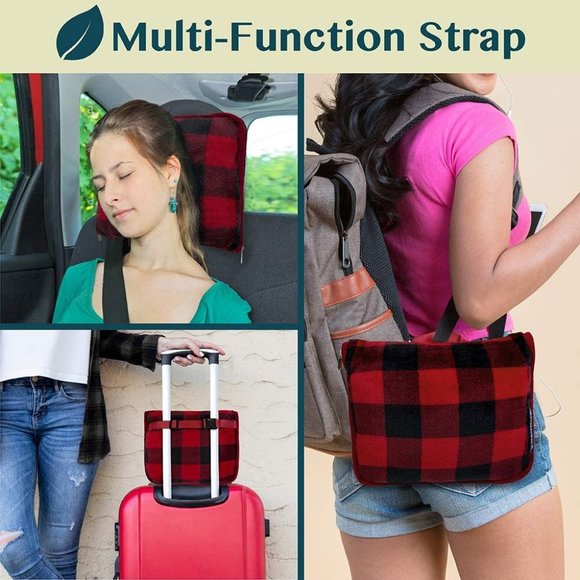 New Travel Blanket and Pillow, Dual Zippers, Clip On Strap, Warm Soft Fl… - Picture 11 of 13